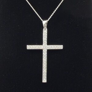 Natural Diamond Cross Pendant Necklace